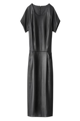 women's genuine lambskin mini leather dress short sleeve design authentic 3