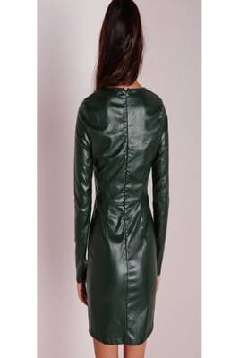 women's lambskin leather dress long sleeve design refined 2