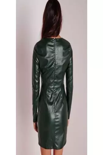 women's lambskin leather dress long sleeve design refined
