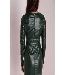 women's lambskin leather dress long sleeve design refined
