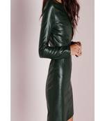 women's lambskin leather dress long sleeve design refined