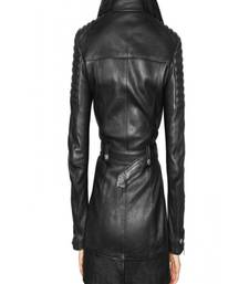 women's lambskin leather dress long sleeve design elegant