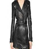 women's lambskin leather dress long sleeve design elegant