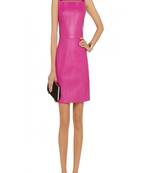 women's hot pink lambskin mini leather dress form fitting bodycon style