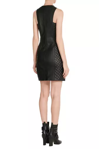 women's lambskin mini leather dress sleeveless fit versatile