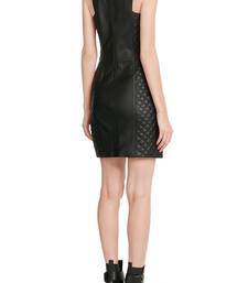 women's lambskin mini leather dress sleeveless fit versatile