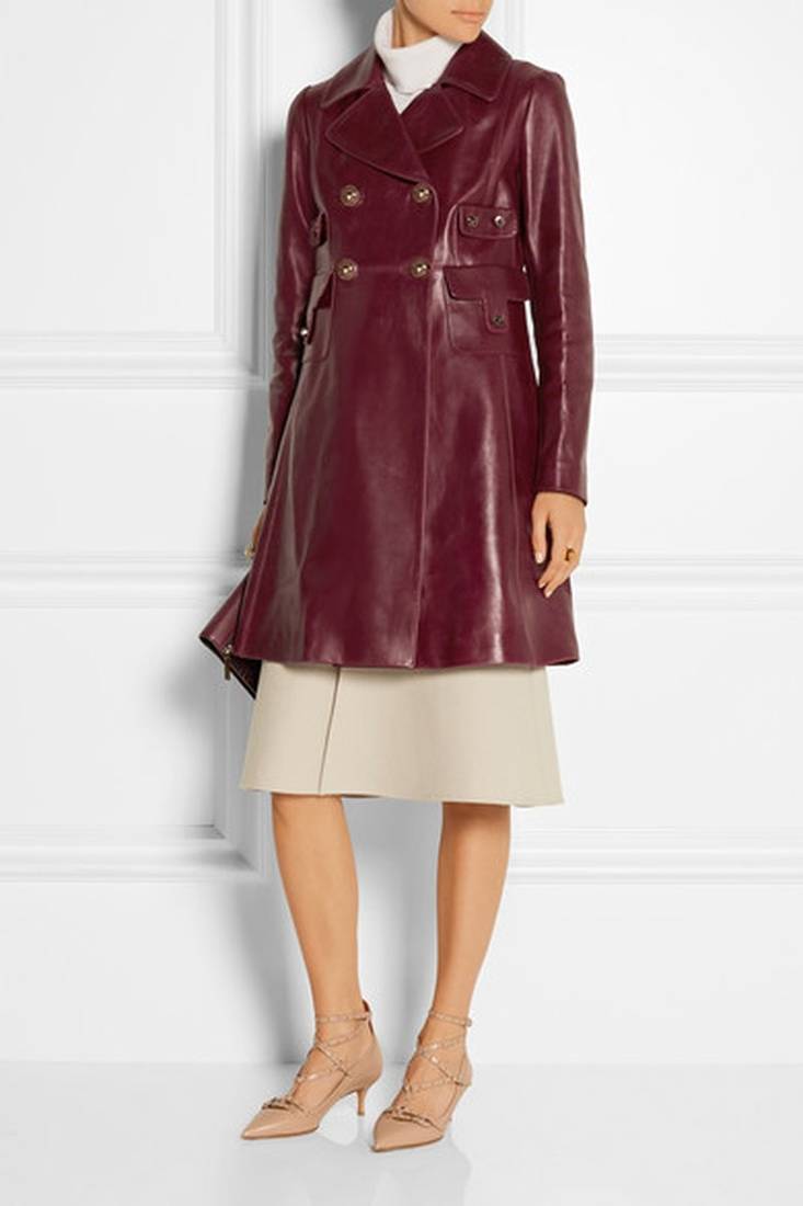 women's genuine lambskin leather trench coat classic zip up style premium