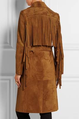 women's genuine suede leather trench coat classic zip up style 2