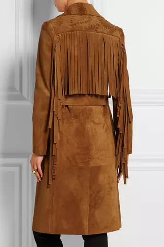 women's genuine suede leather trench coat classic zip up style