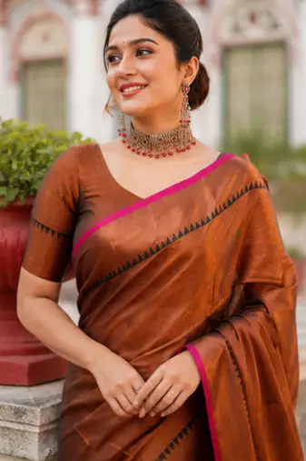  copper handloom cotton tissue saree