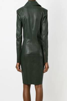 women's lambskin leather dress long sleeve design sophisticated 2