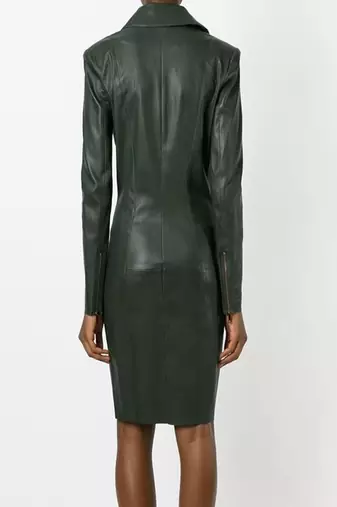 women's lambskin leather dress long sleeve design sophisticated