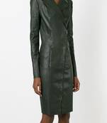 women's lambskin leather dress long sleeve design sophisticated