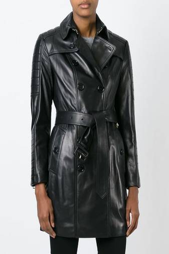 women's genuine lambskin leather trench coat classic zip up style modern