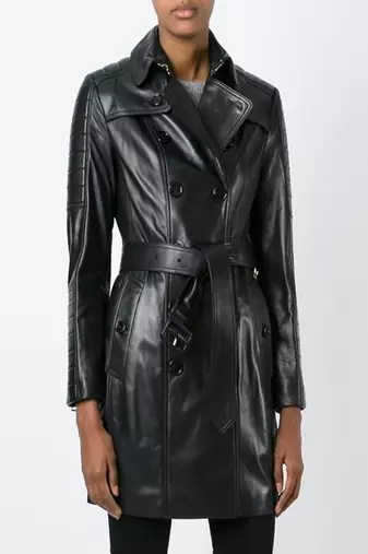 women's genuine lambskin leather trench coat classic zip up style modern