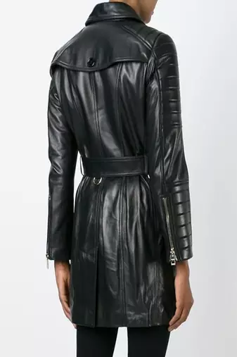 women's genuine lambskin leather trench coat classic zip up style modern
