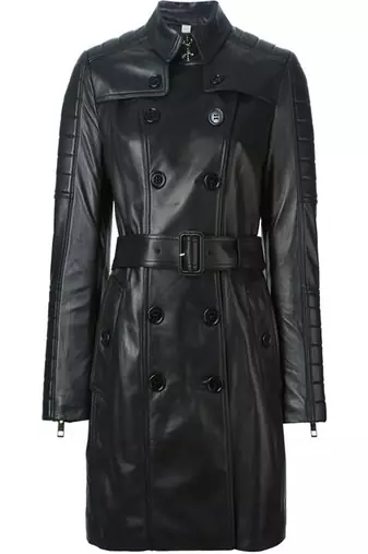 women's genuine lambskin leather trench coat classic zip up style modern
