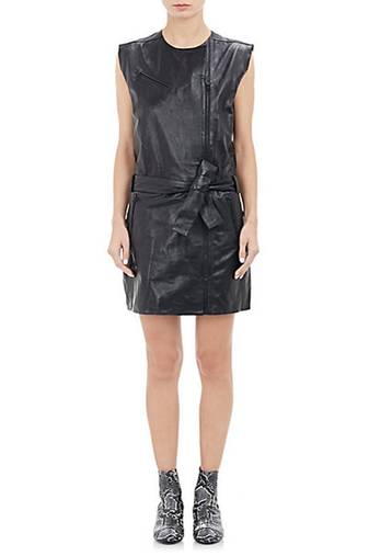 women's genuine lambskin leather dress form fitting bodycon style refined