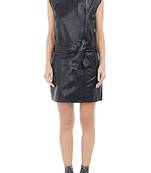 women's genuine lambskin leather dress form fitting bodycon style refined