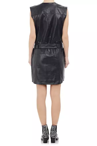 women's genuine lambskin leather dress form fitting bodycon style refined