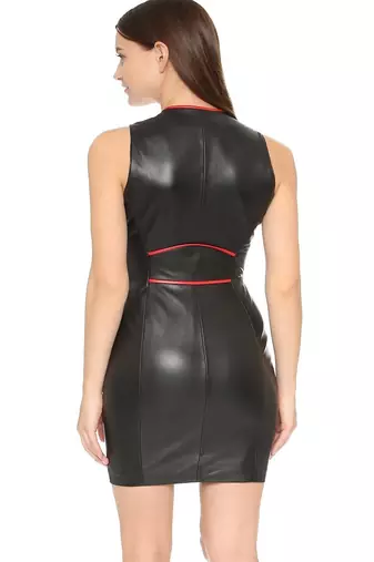 women's genuine lambskin leather dress form fitting bodycon style elegant