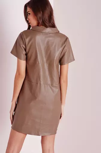 women's lambskin leather dress short sleeve design authentic