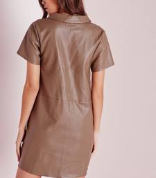 women's lambskin leather dress short sleeve design authentic