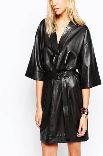 women’s lambskin genuine leather bodycon dress party wear mini / sleeve leather dress 
