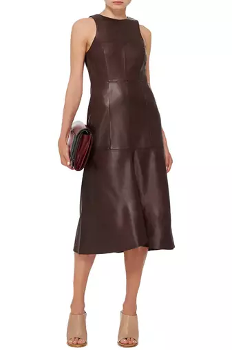women's lambskin leather dress sleeveless fit authentic