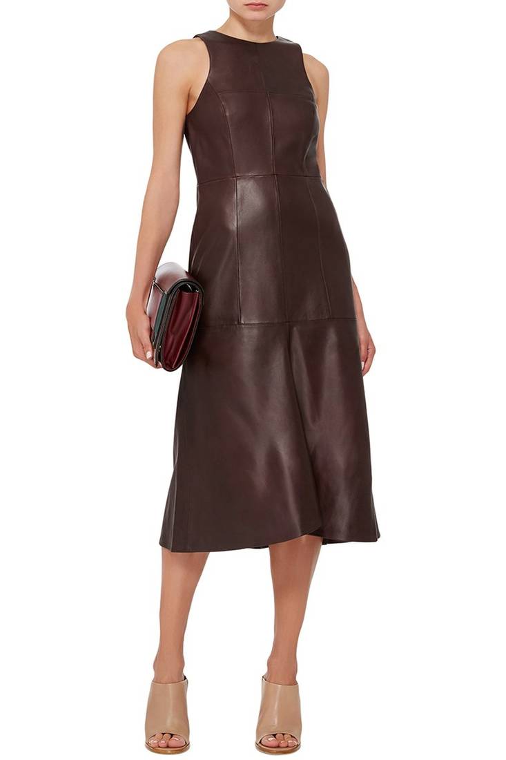women's lambskin leather dress sleeveless fit authentic