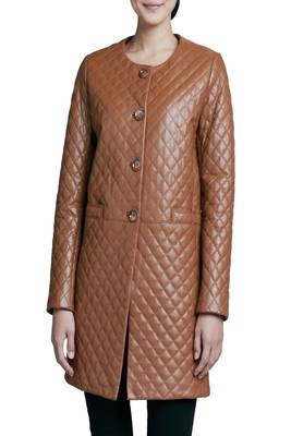 women's lambskin leather coat quilted design 1
