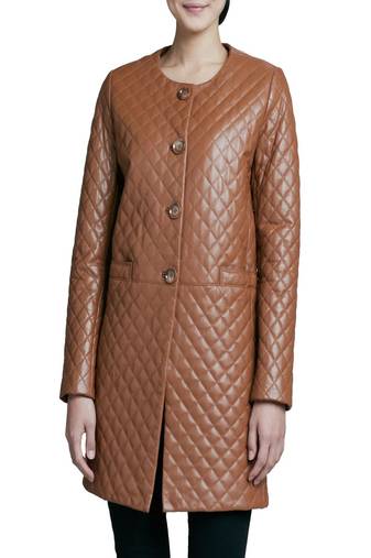 women’s lambskin genuine leather coat full quilted women leather coat