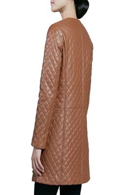 women's lambskin leather coat quilted design 2
