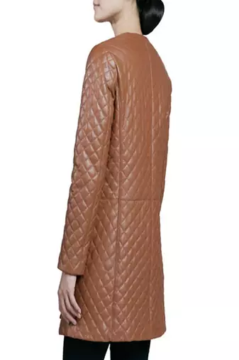 women's lambskin leather coat quilted design