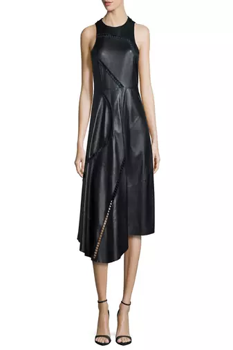 women's lambskin leather dress sleeveless cut superior