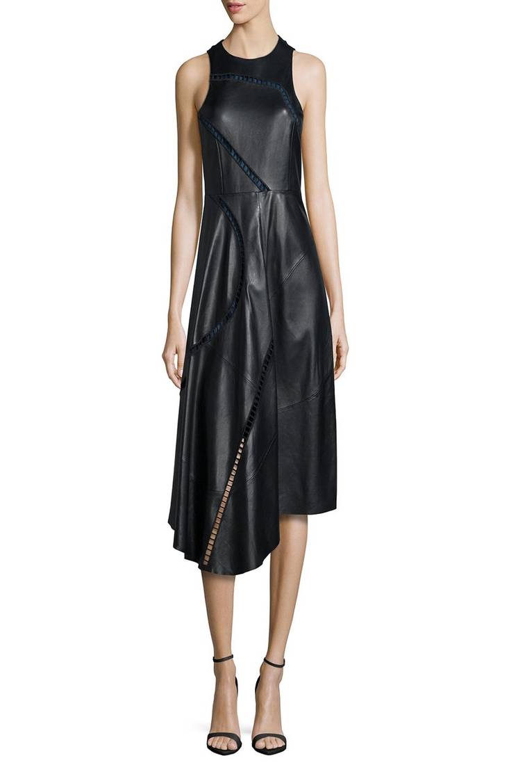 women's lambskin leather dress sleeveless cut superior