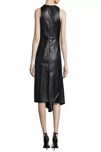 women's lambskin leather dress sleeveless cut superior