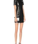 women's lambskin leather dress short sleeve design genuine