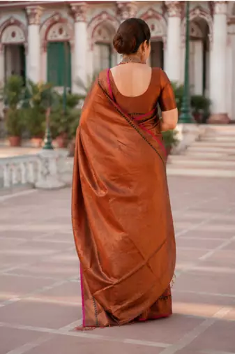  copper handloom cotton tissue saree