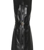 women’s lambskin genuine leather bodycon dress stylish button leather dress 