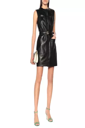 women's genuine lambskin leather dress form fitting bodycon style classic