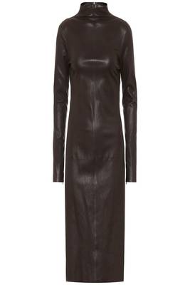 women's lambskin leather dress long sleeve design versatile 1