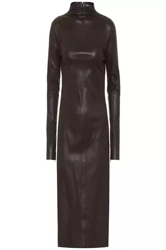 women's lambskin leather dress long sleeve design versatile