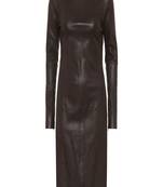women’s lambskin genuine leather bodycon dress stylish long sleeve leather dress 
