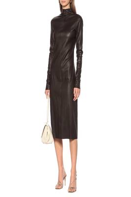 women's lambskin leather dress long sleeve design versatile 2