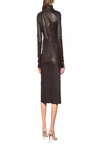 women's lambskin leather dress long sleeve design versatile