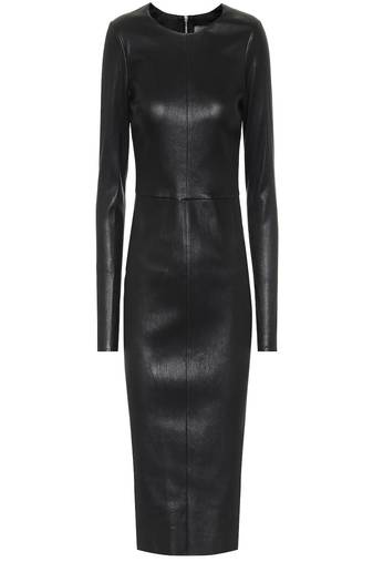 women's lambskin leather dress long sleeve design timeless