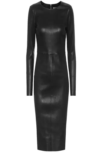 women's lambskin leather dress long sleeve design timeless