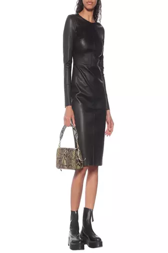 women's lambskin leather dress long sleeve design timeless