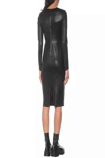 women's lambskin leather dress long sleeve design timeless
